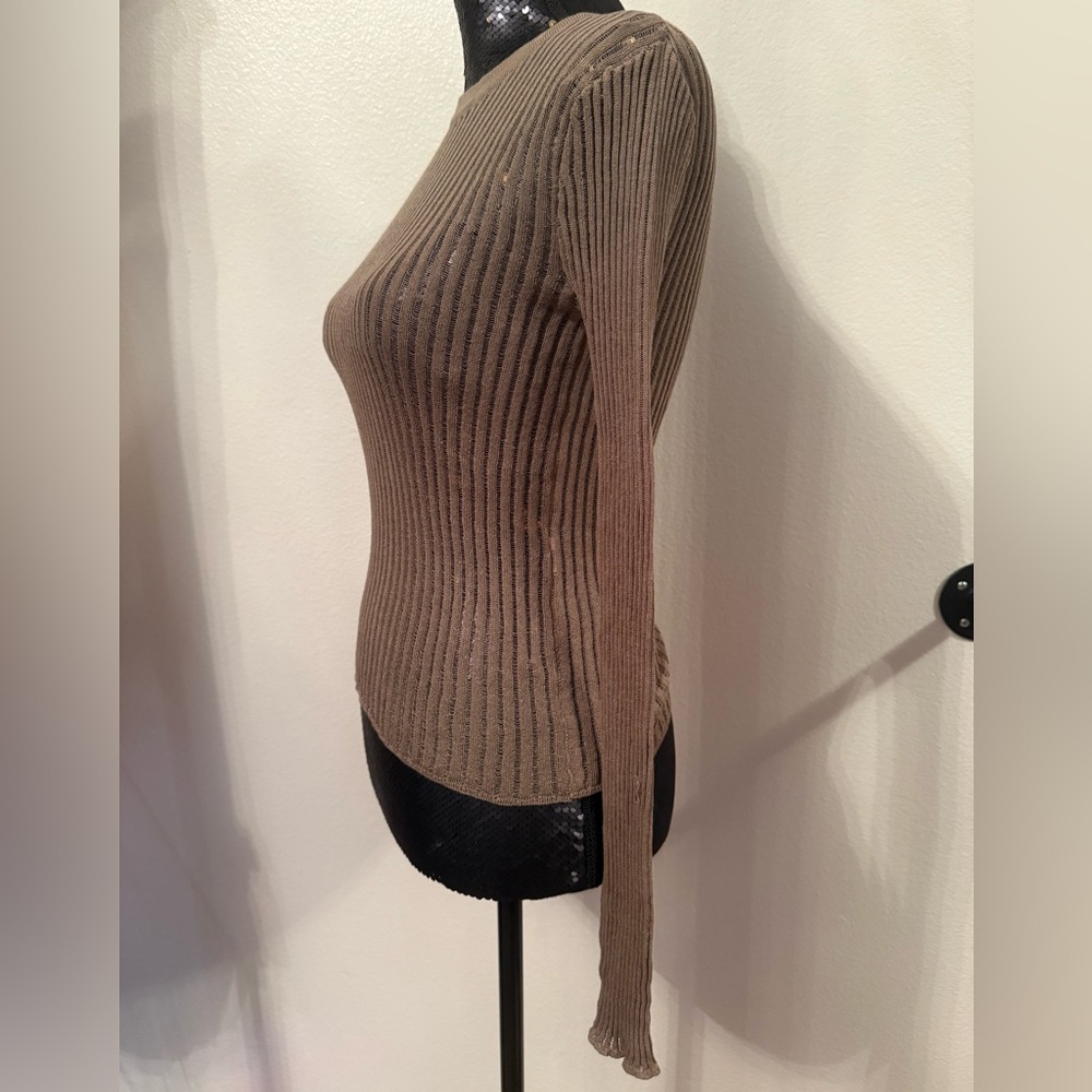 EUC Zara Long Sleeve Ribbed Stretchy Thin-Knit Top Size XS - Picture 3 of 5